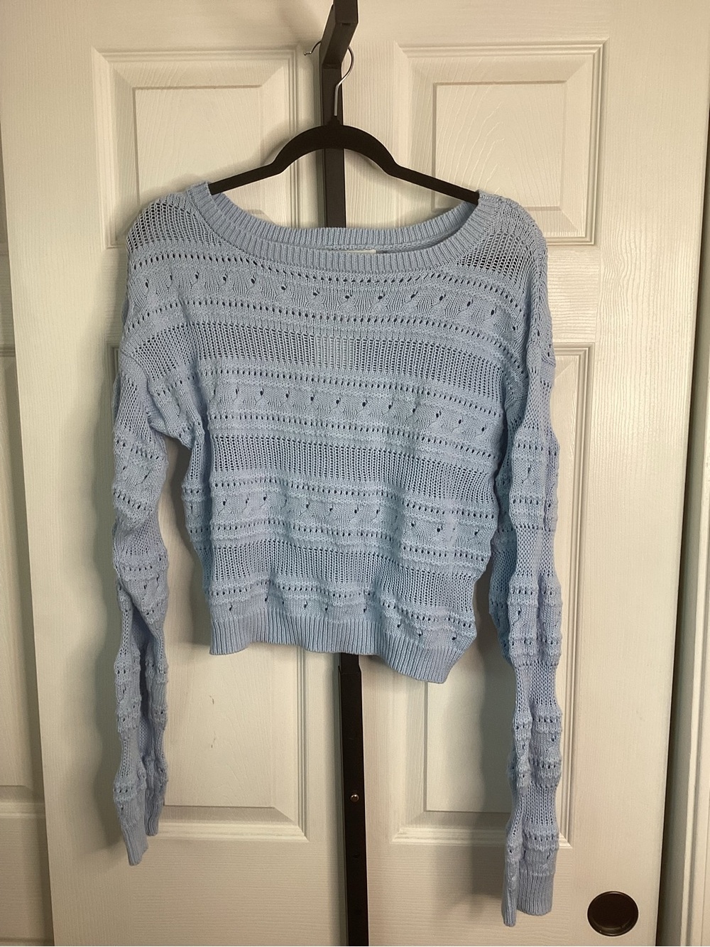 Idem Ditto Light Blue Open-Stitch Crewneck Sweater, size Medium, NWT